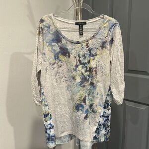 Style &‎ Co. Gray 3/4  Sleeve T-Shirt with Crew Neck